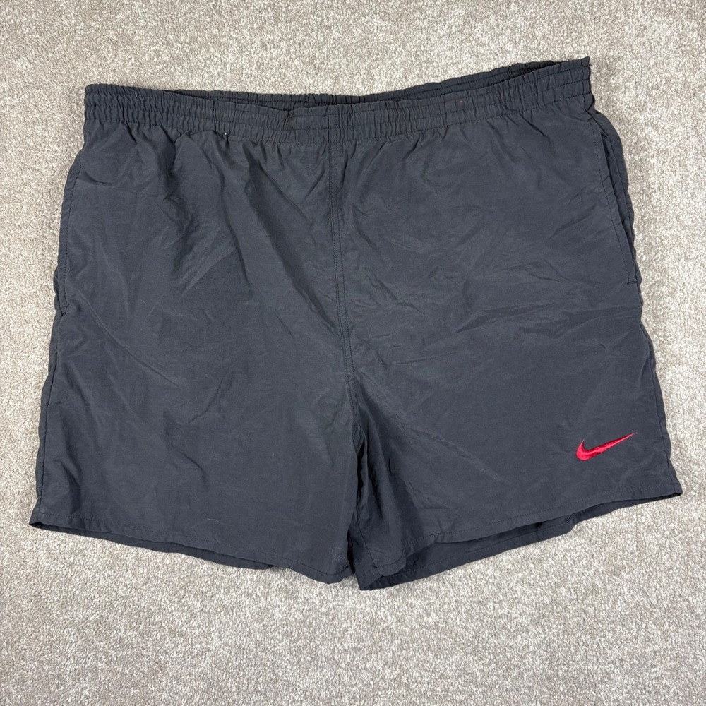Nike Vintage Mens Black Nylon 5 Inch Inseam Mesh Lined Athletic Shorts Large